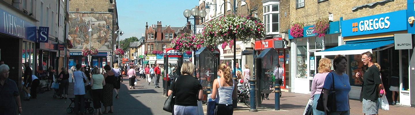 Shoppers in Dartford High Street