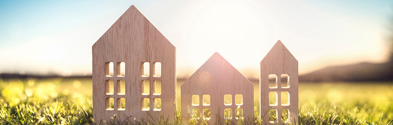 Wooden models of housing buildings