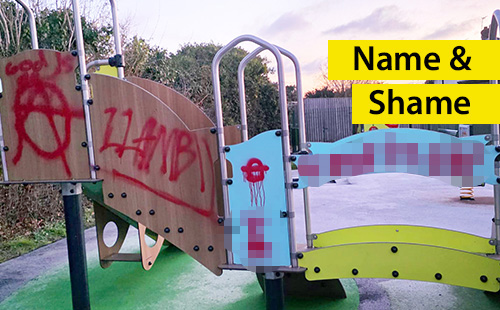 Name and Shame Willow Road playground graffiti