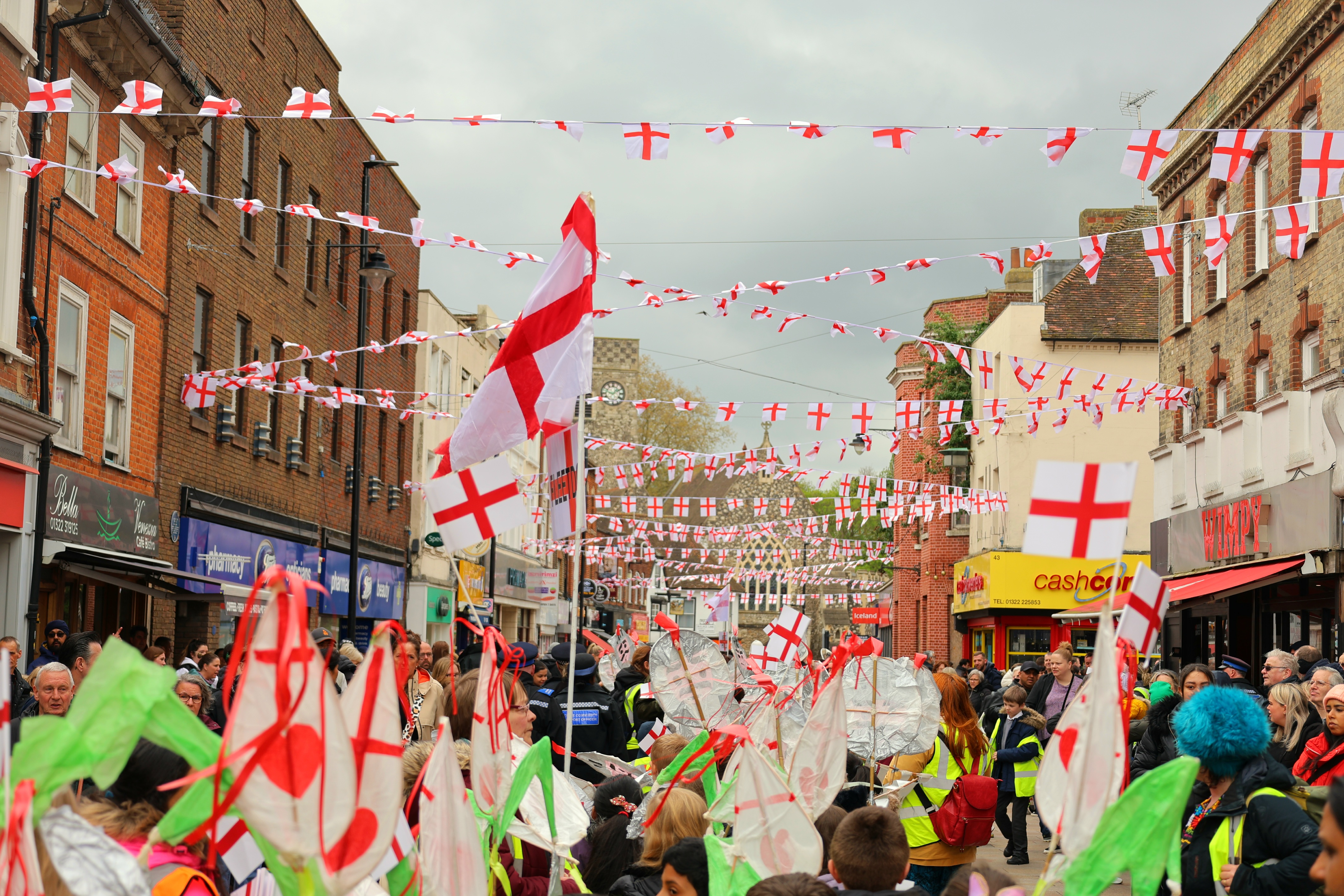 st Georges day picture on Dartford high street