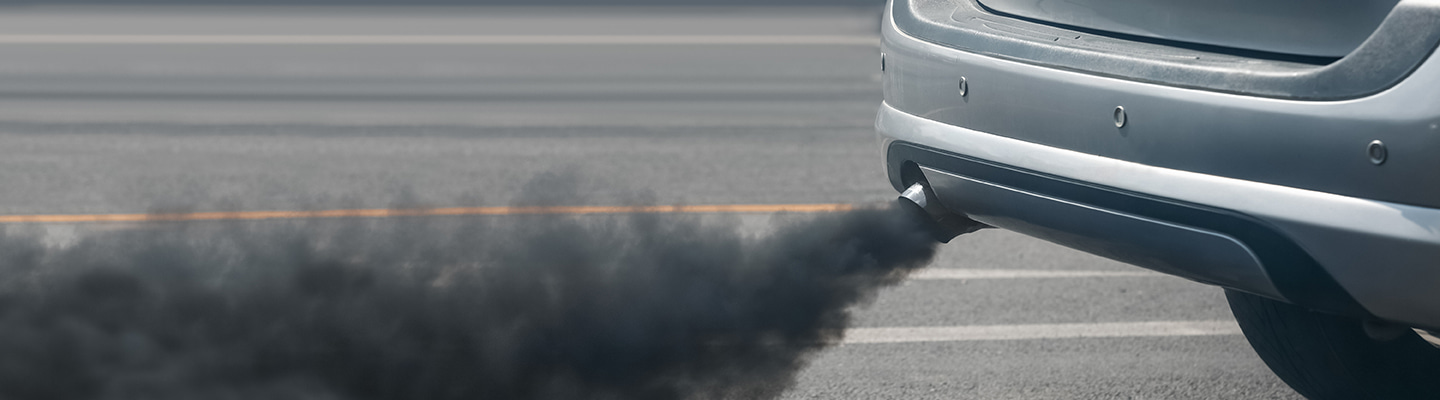 Exhaust fumes leaving car