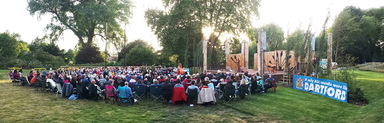 Crowd gathered at the outdoor theatre