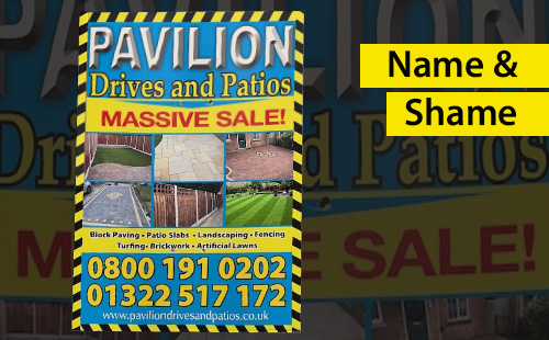 Pavilion poster with Name and Shame tag beside it
