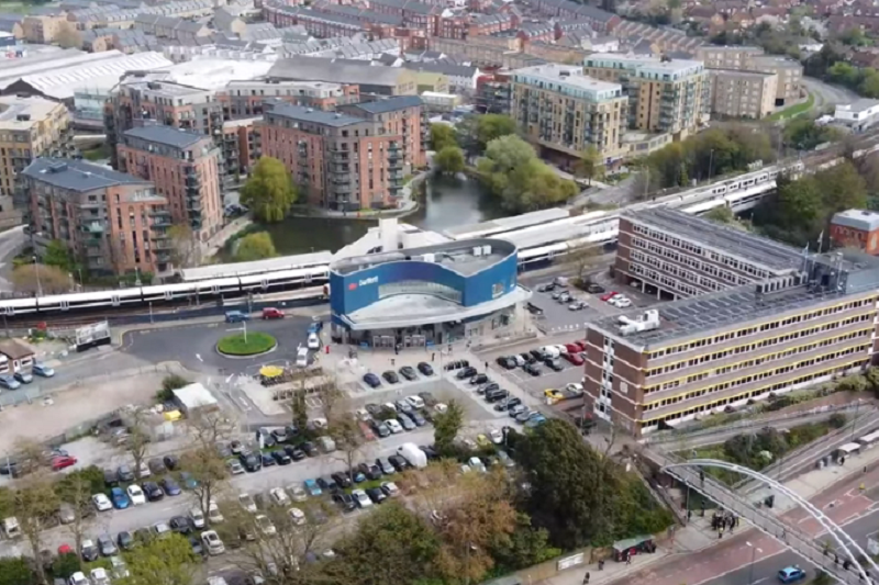 Aerial view of Dartford station