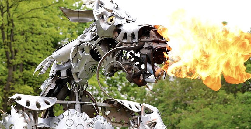 Mechanical dragon at St George's Day, Dartford